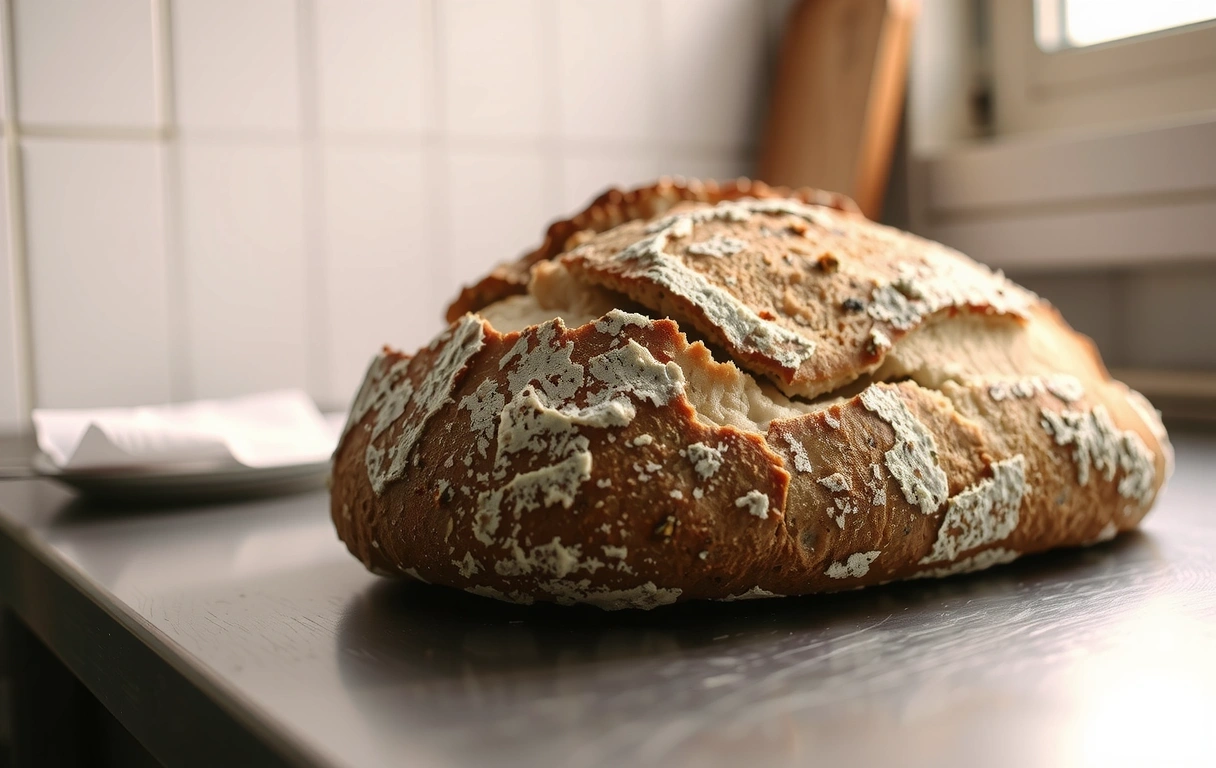 Glutenfreies Brot auf Metalloberfläche